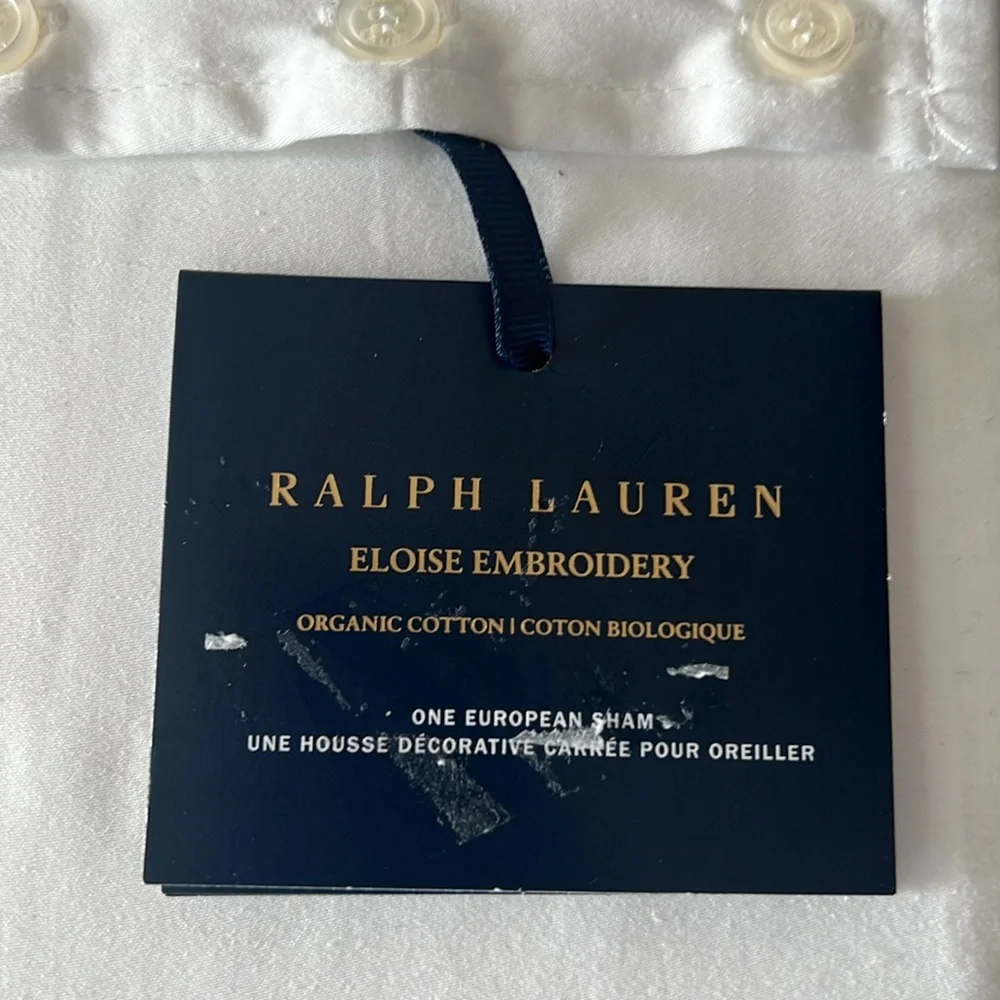 Ralph Lauren Eloise Embroidery Cotton Euro Sham in True Platinum New w/Tag $225